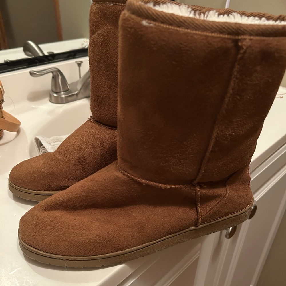 Brown suede boots